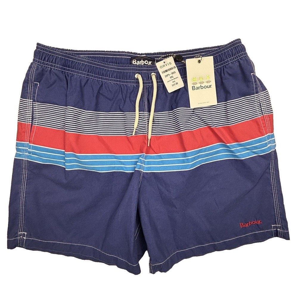 Barbour Swim Trunks Mens XXL Blue Striped‎ Board Shorts NWT New MSW0014 XXL